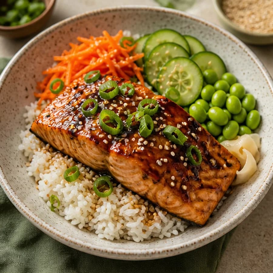 Ginger salmon bowls
