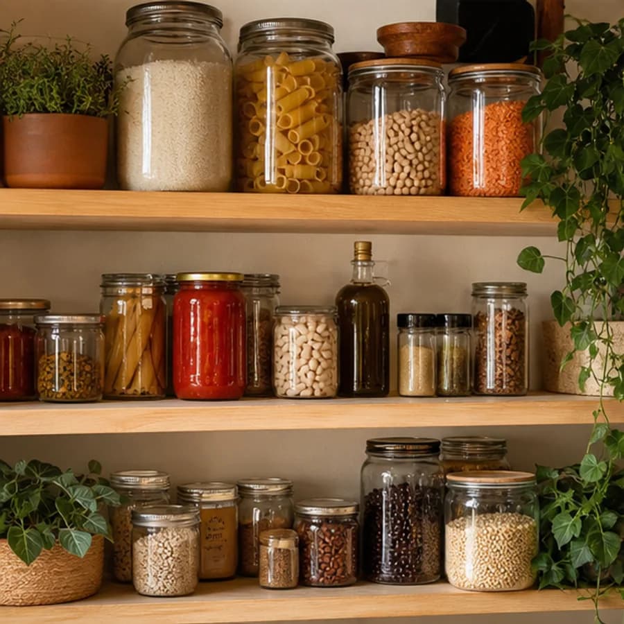 Organized pantry shelf