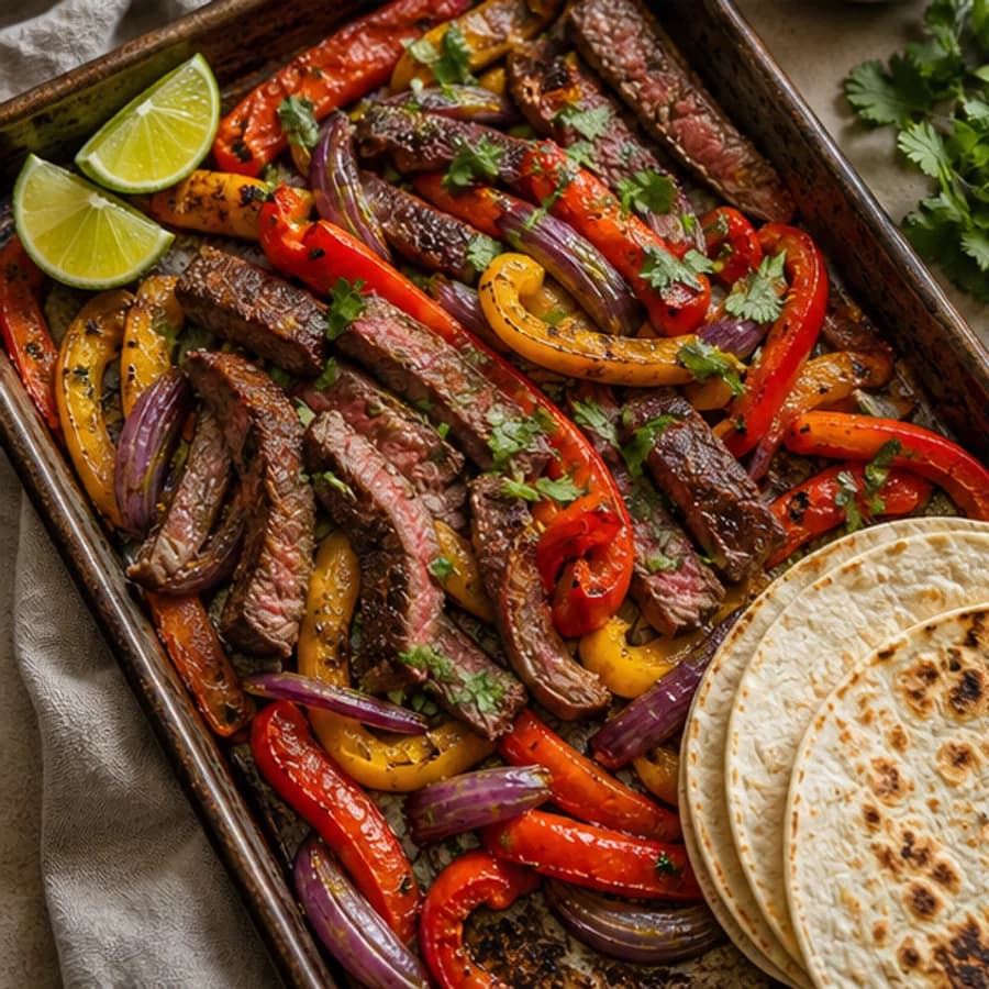 Sheet-pan steak fajitas