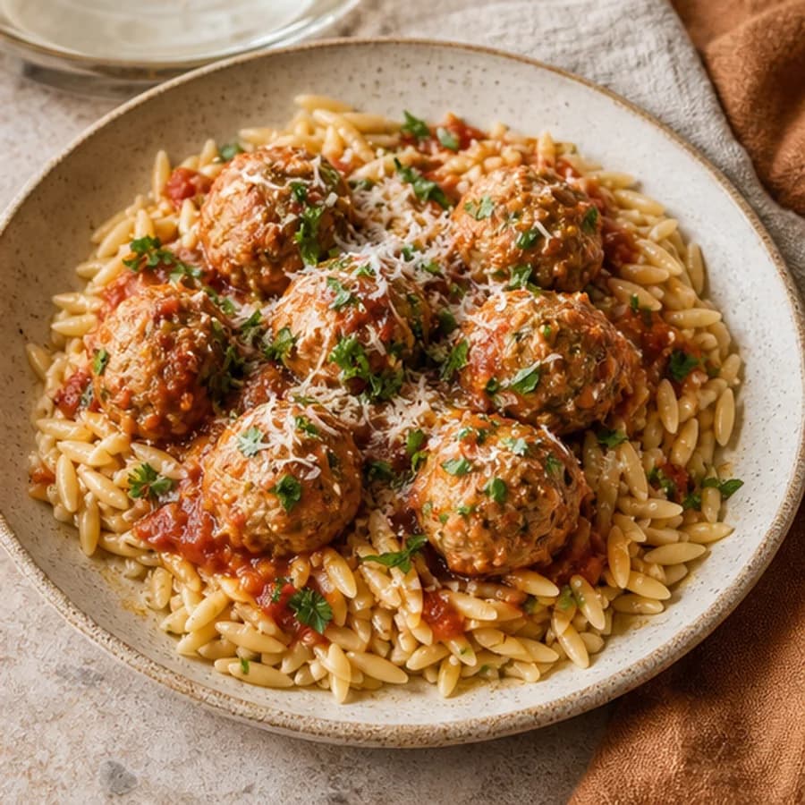 Turkey meatballs and orzo